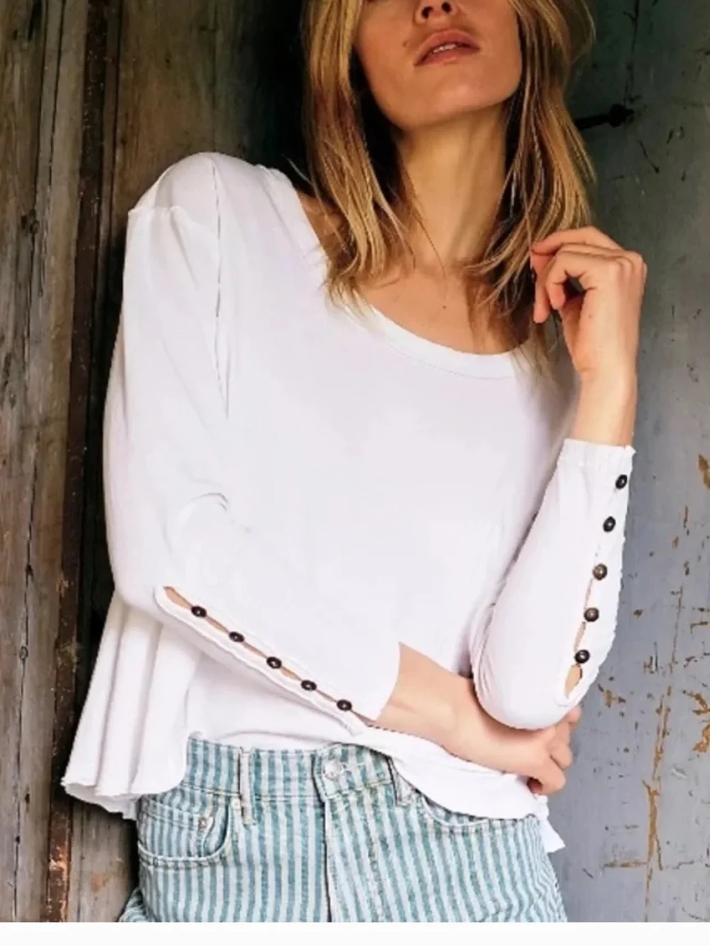 FREE PEOPLE PEONY TOP WHITE LARGE